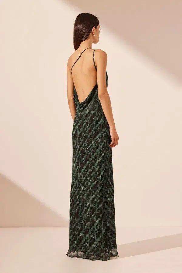 Shona Joy Remi One Shoulder Cowl Back Maxi Dress Remi Print Size 10 photo 3