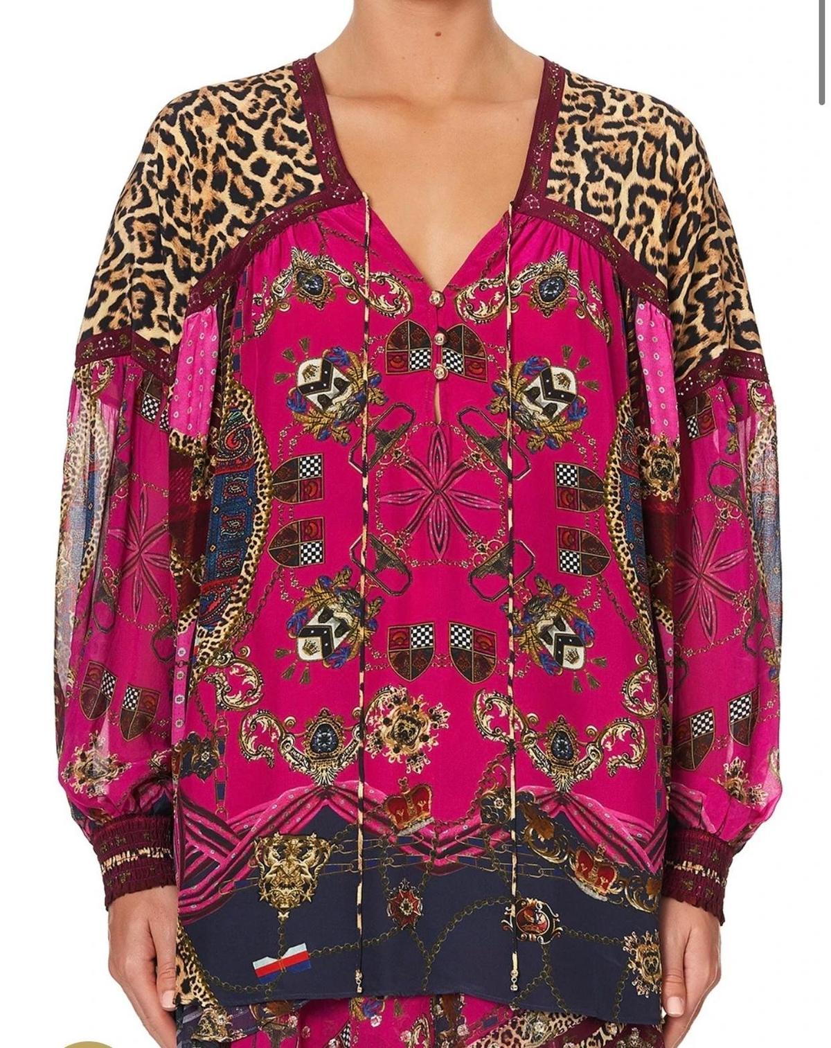 Camilla Dining Hall Darling Blouson Blouse With Neck Tie and Asymmetrical Ruffle Skirt Set Print Size 12 photo 3