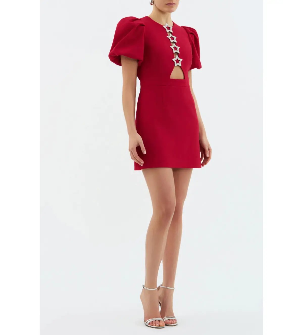 Rebecca Vallance Akari Puff Sleeve Mini Dress Red Size AU 8 photo 3