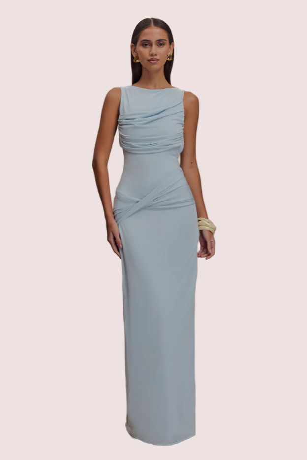 Meshki Henley Drape Dress - Blue photo 2