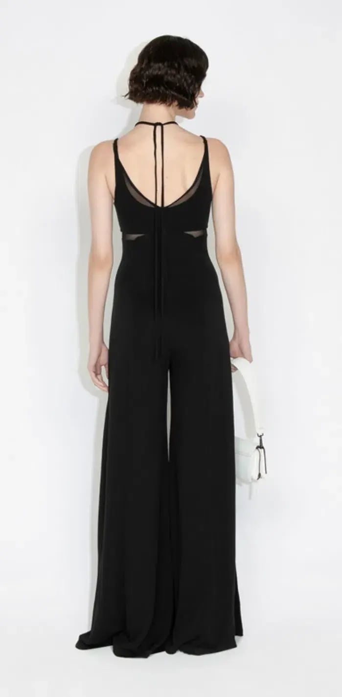 Cue Jersey Panelled Jumpsuit Black Size 8 photo 3
