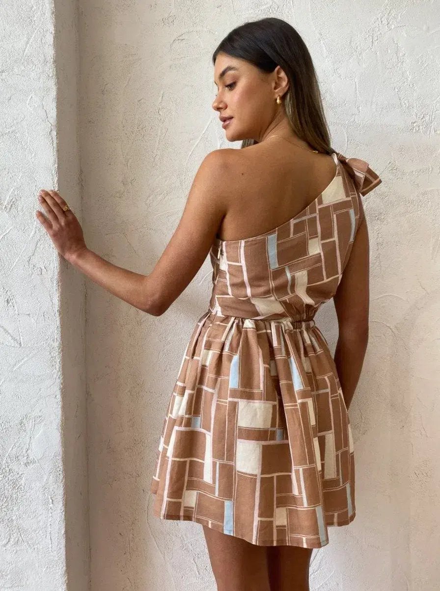 By Nicola Gabriella One Shoulder Mini Dress Print Size 6 photo 2