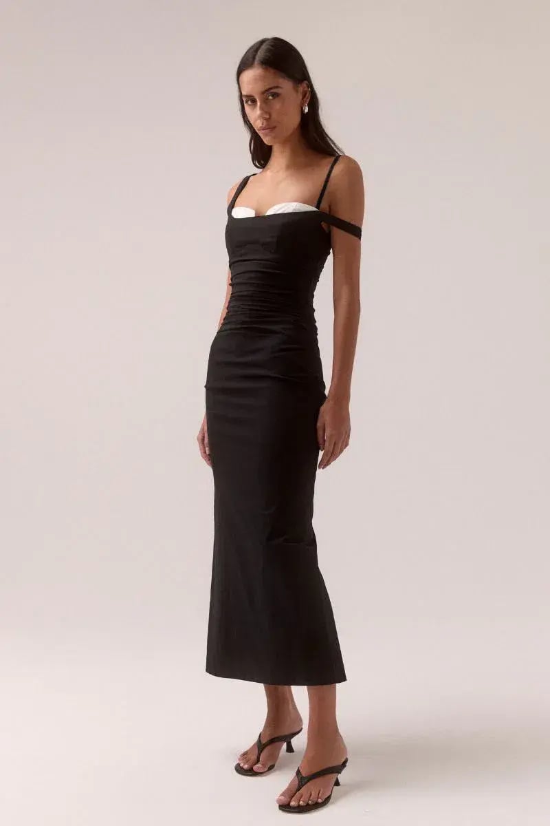 Sovere Lure Midi Dress Black Size 10 photo 3