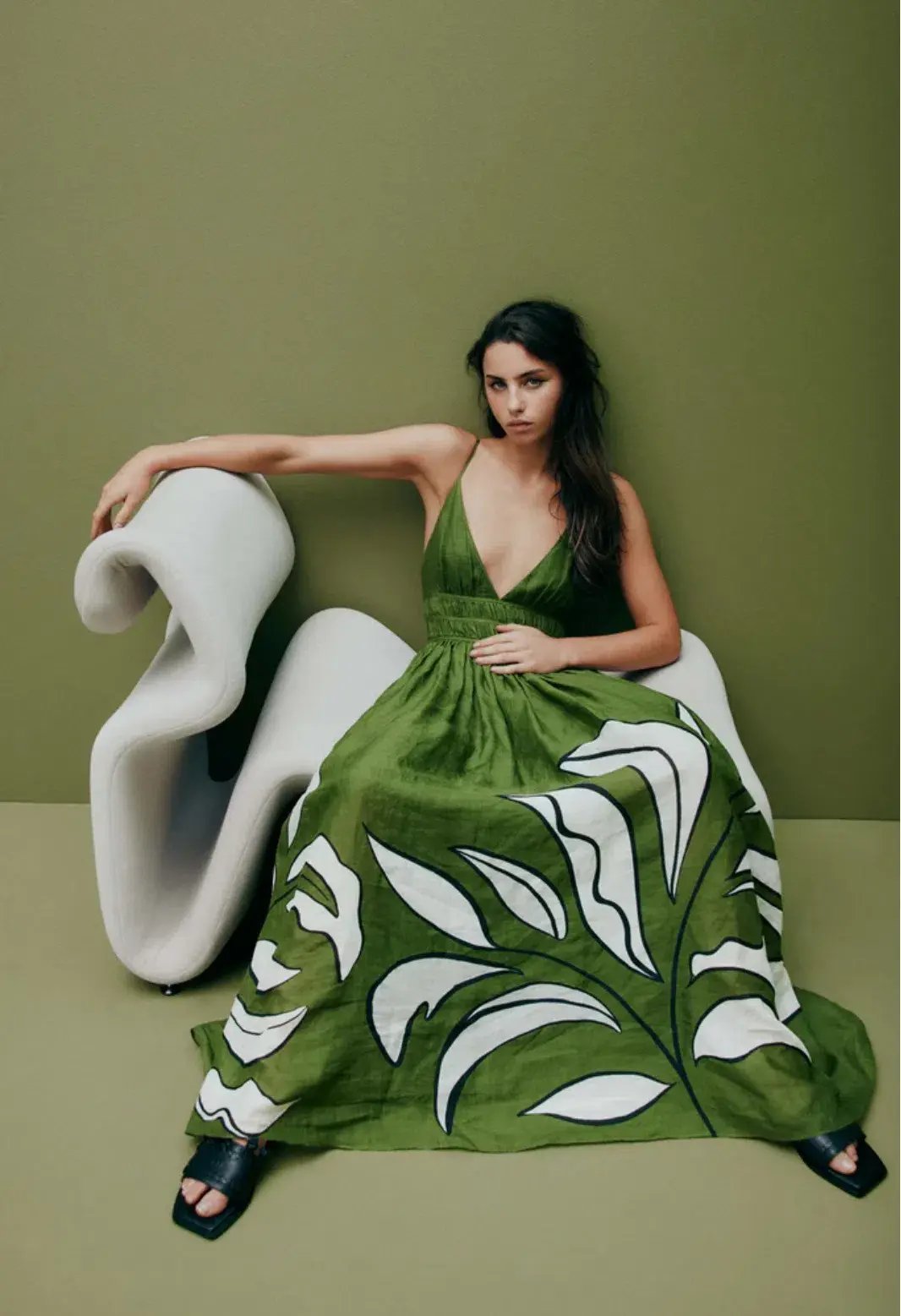 Aje Planetary Maxi Dress Abstract Fern Size 10 photo 4