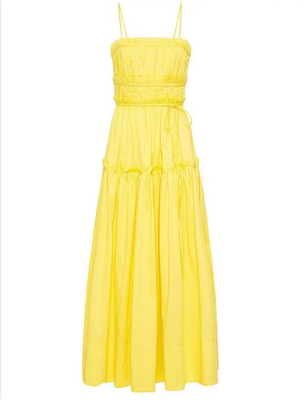 Aje Romance Tie Strap Midi Dress Sunshine Yellow Size 16 photo 4
