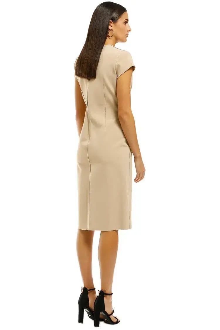 SCANLAN THEODORE Milano Crepe Turban Dress sesame size 8 photo 2