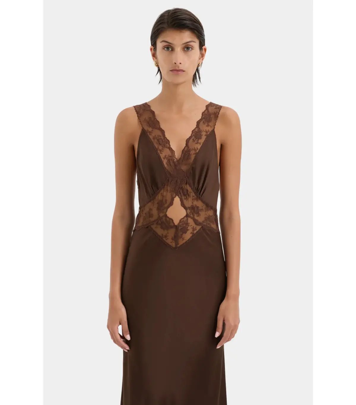 Sir the Label Aries Cut Out Dress Chocolate Size 3 / AU 12 photo 3