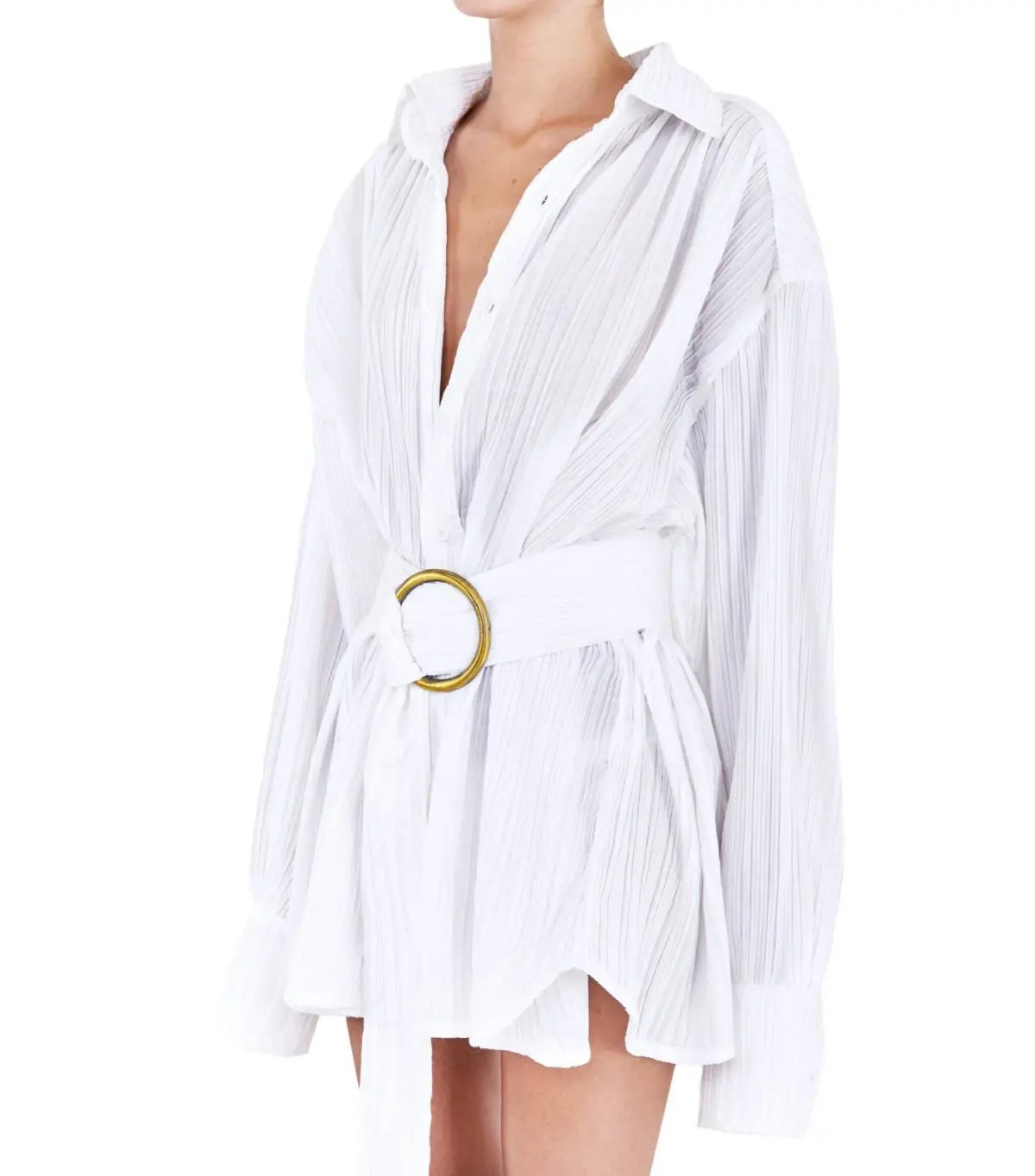 BAMBA SWIM Titan Shirt Dress in White Size S / AU 8 photo 6