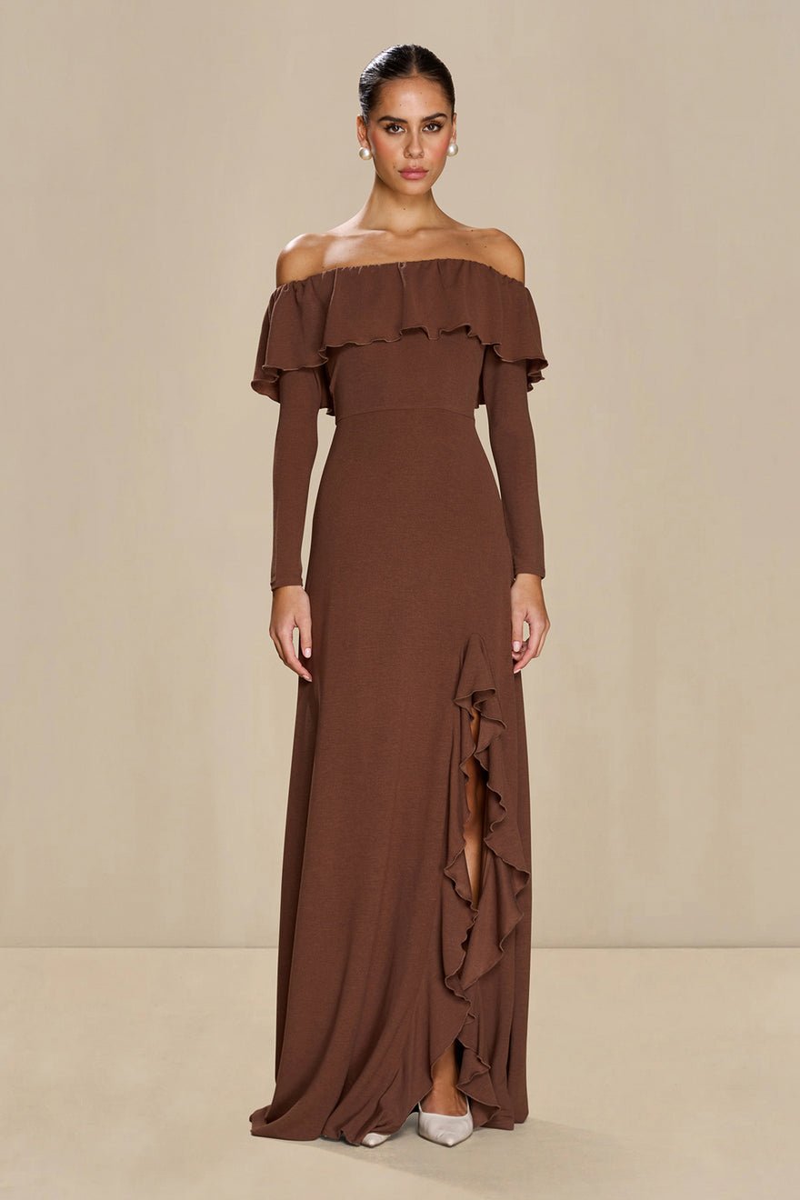 Sonya Aria Ruffle Dress - Espresso photo 3