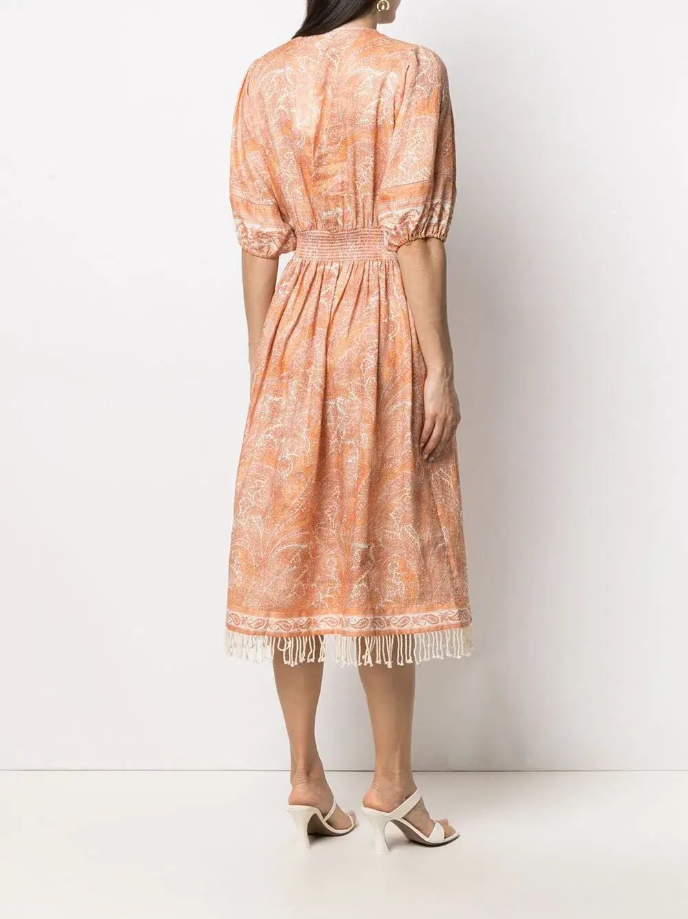 Zimmermann Brighton Shirred Waist Dress Paisley Print Size 0 / AU 8 photo 2