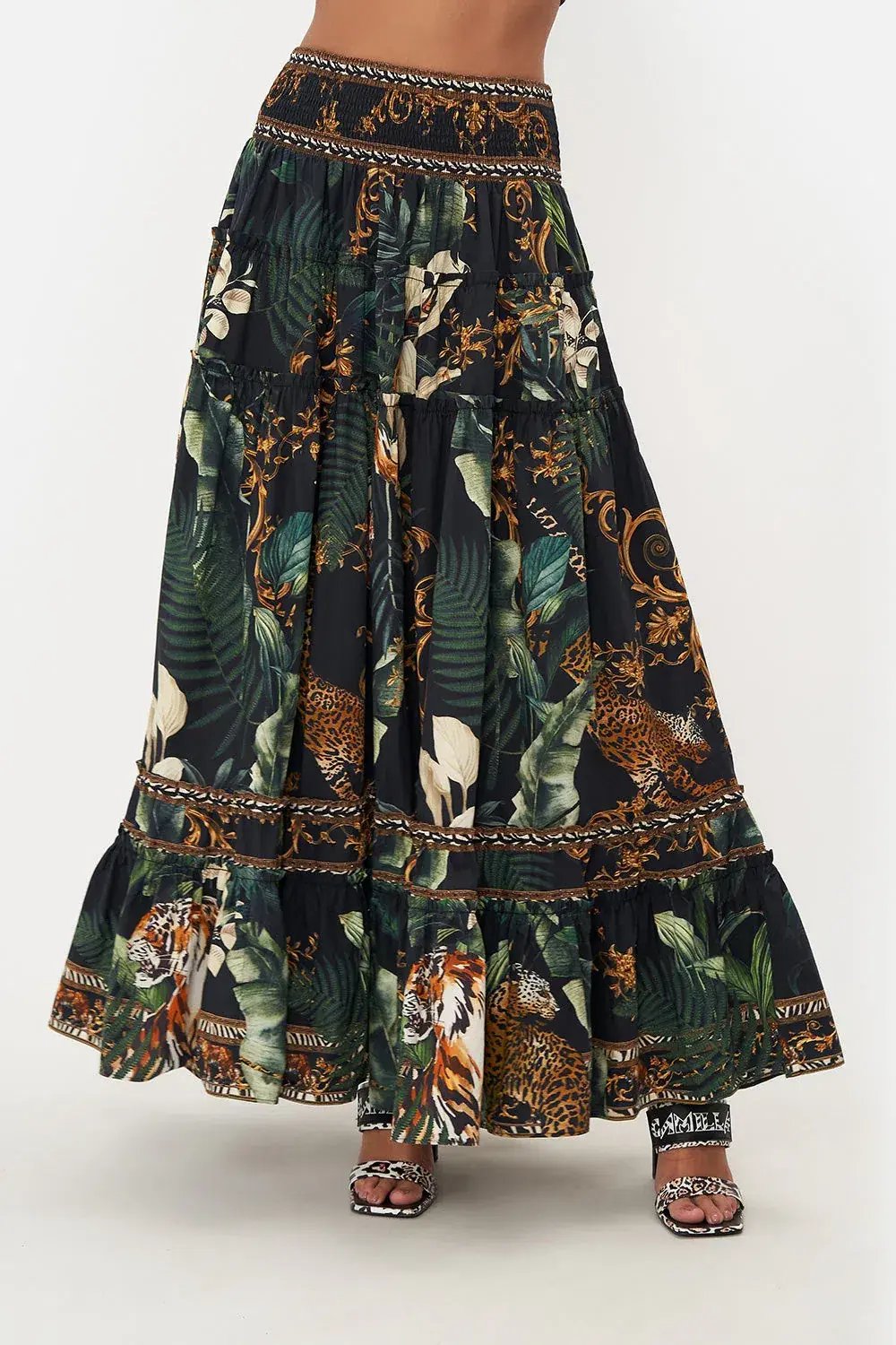 Camilla 4 Tiered Gathered Maxi Skirt Easy Tiger Size M / AU 12 photo 4