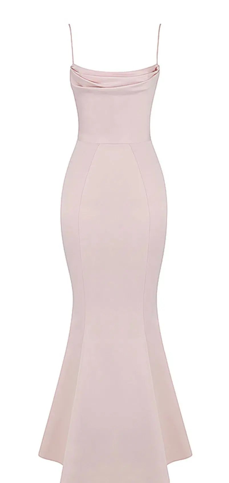 House of CB Violette Satin Fishtail Gown Blush Size Au 6 photo 3