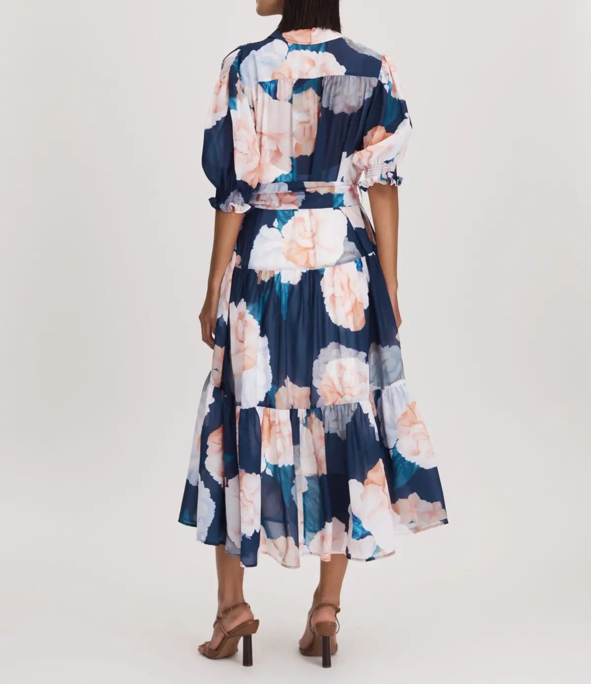 Leo Lin Ellie Bishop Sleeve Midi Dress Rosebud Print in Navy Size AU 16 photo 2