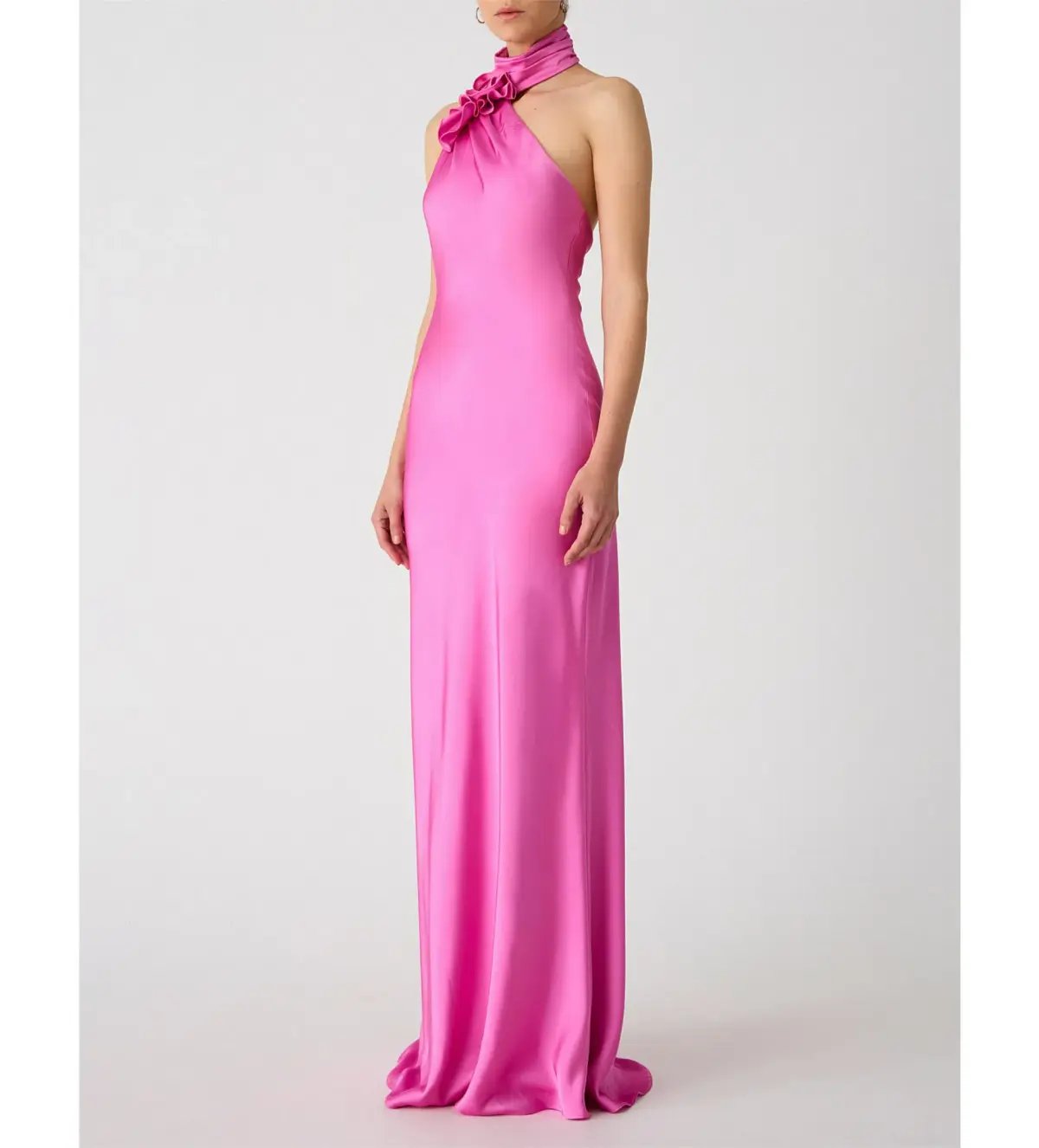 Misha Teresa Rosette Detail Satin Gown Purple Rose Size 6/XS photo 3