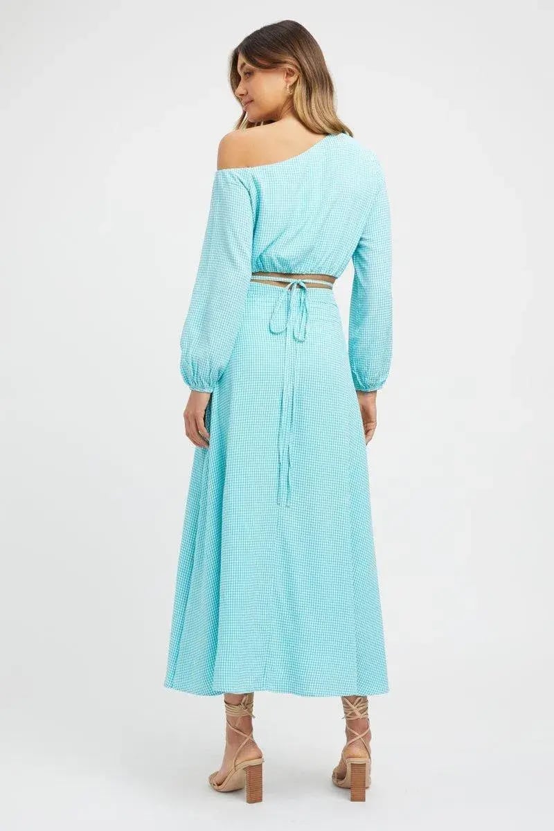 Kookai Brady Long Sleeve Top & Midi Skirt Set Blue Size 8 photo 2