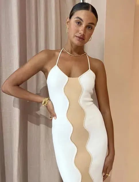 By Johnny Caprera Knit Midi Dress in Ivory Bone Size XS / AU 6 photo 5