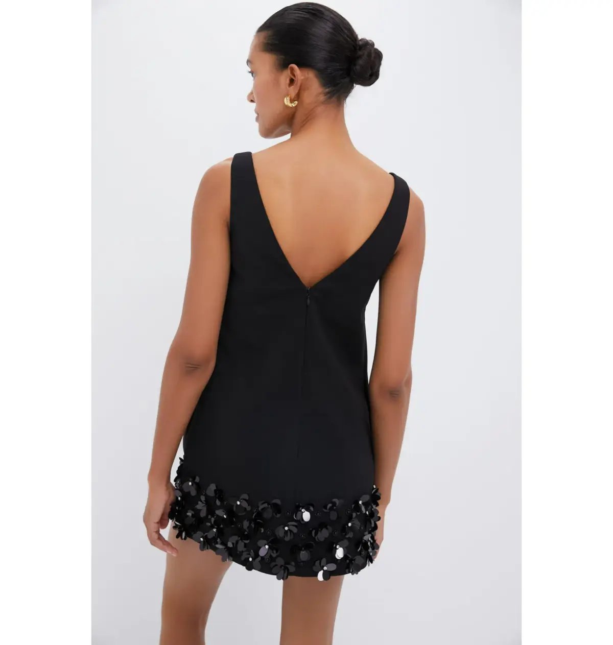 Self Potrait Black Crepe 3d Sequin Mini Dress Black Size AU 8 photo 4