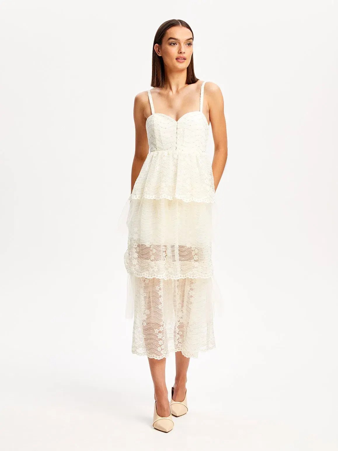 Alice McCall Creme Moonstruck Midi Dress Cream Size 12 photo 2