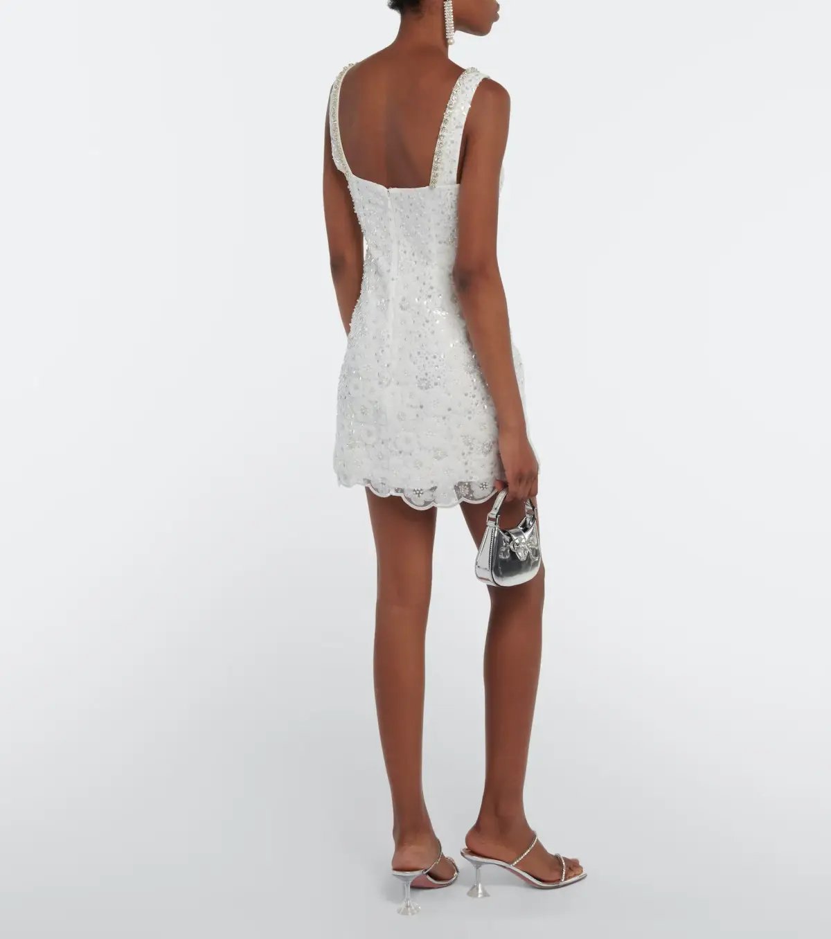 Self Portrait Crystal Embellished Mini Dress White Size 8 photo 3