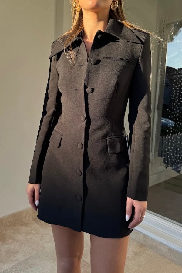 Odd Muse The Ultimate Muse Structured Button Dress - Black photo 4