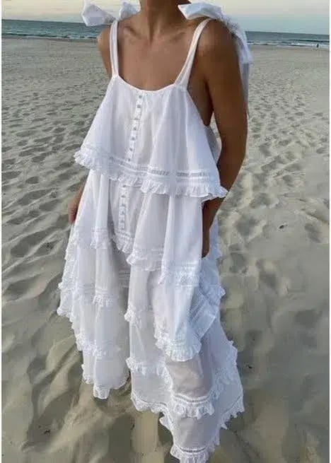 Joslin Studio Cosette Organic Cotton Midi Dress White Size AU 8 photo 3