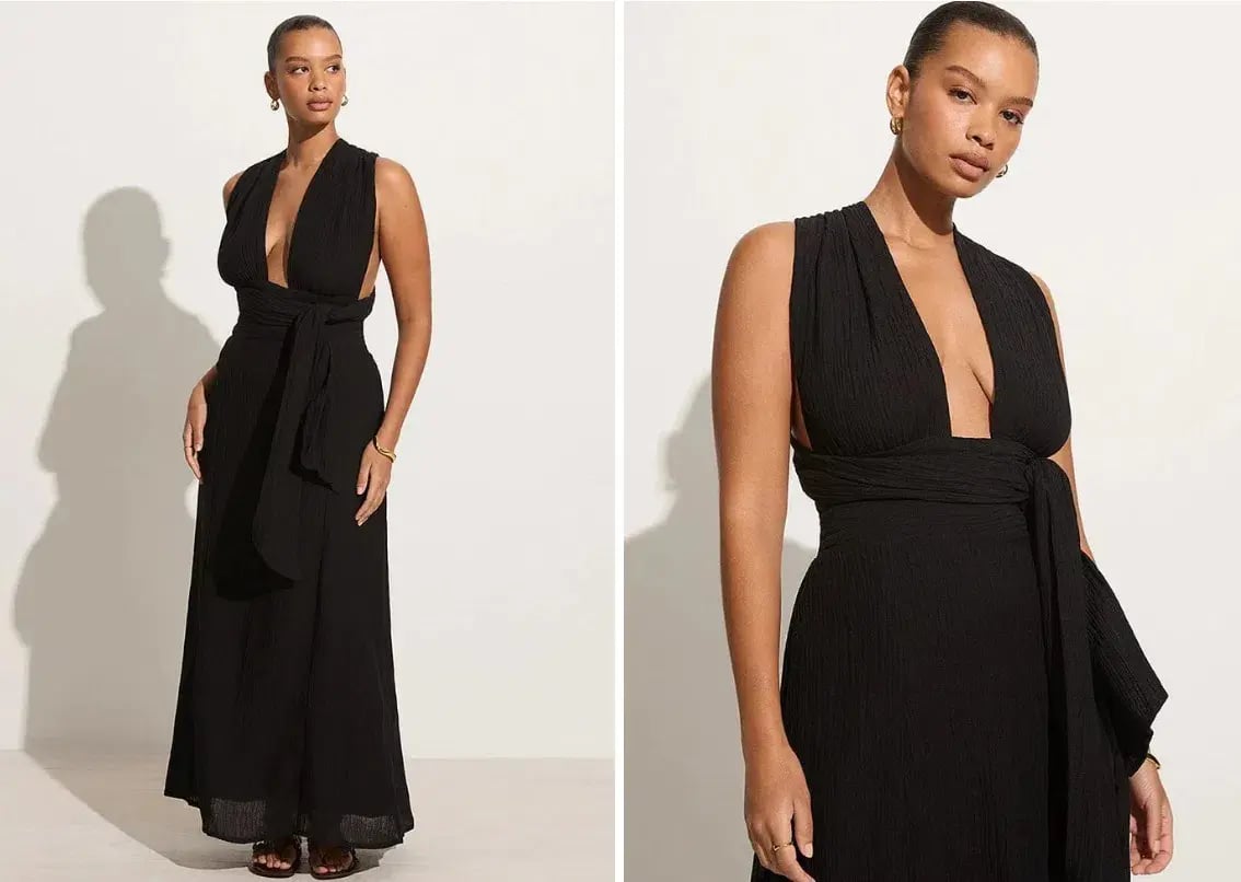 Faithfull The Brand Tropiques Maxi Dress Black Size 12 photo 2