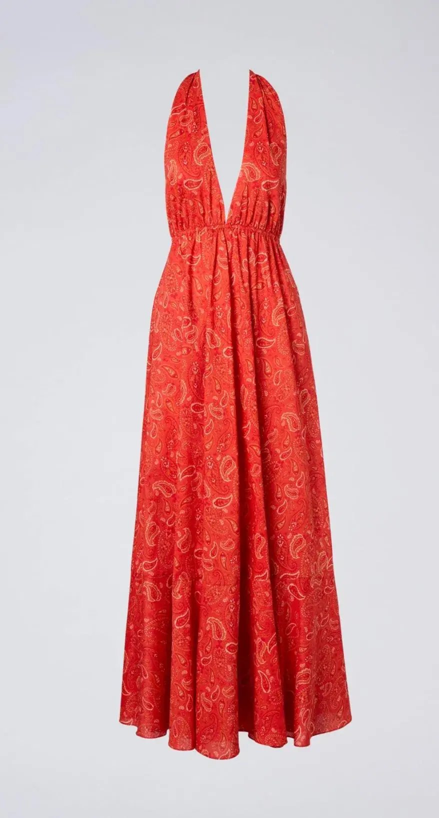 Scanlan Theodore Cotton Paisley Halter Dress Red Size AU 6 photo 6