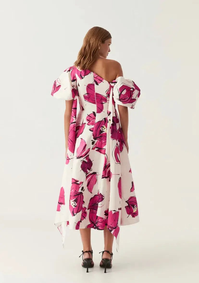 Aje Arista Tulip Sleeve Midi Dress Floral Size 6 photo 3