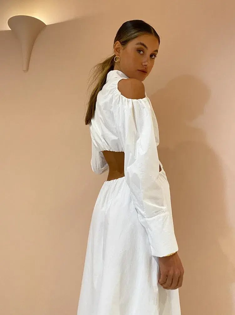 Sir the Label Mason Cut Out Shirt Dress in White Size 2 / AU 10 photo 3