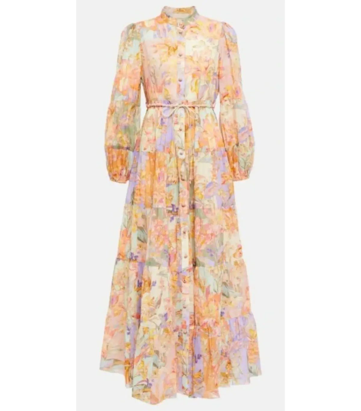 Zimmermann Cira Tiered Shirt Dress Patch Multi Floral Size 2 AU 12 photo 5