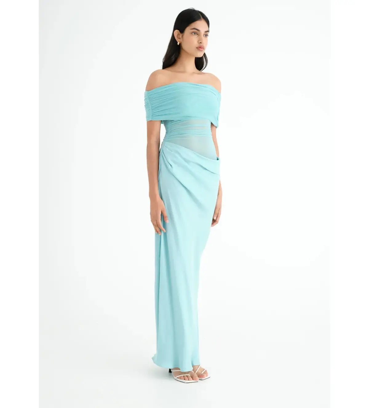 Benni Nico Off Shoulder Maxi Dress Aquamarine Size AU 8 photo 2