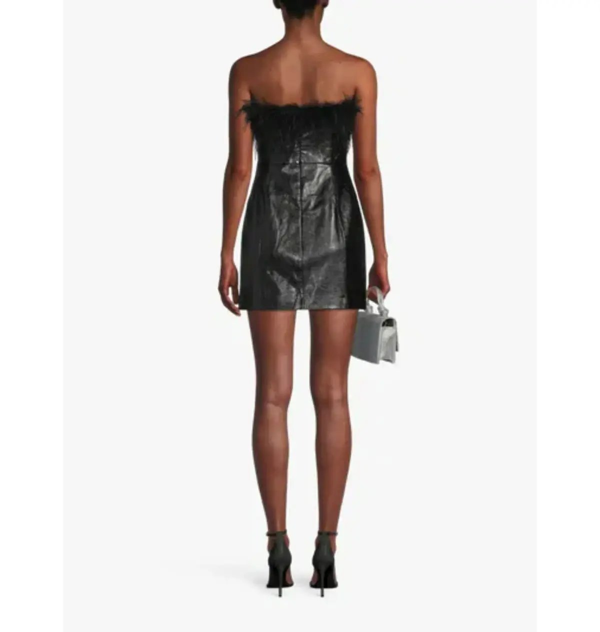 Kitri Poppy Vinyl and Feather Mini Dress Black Size AU 6 photo 3