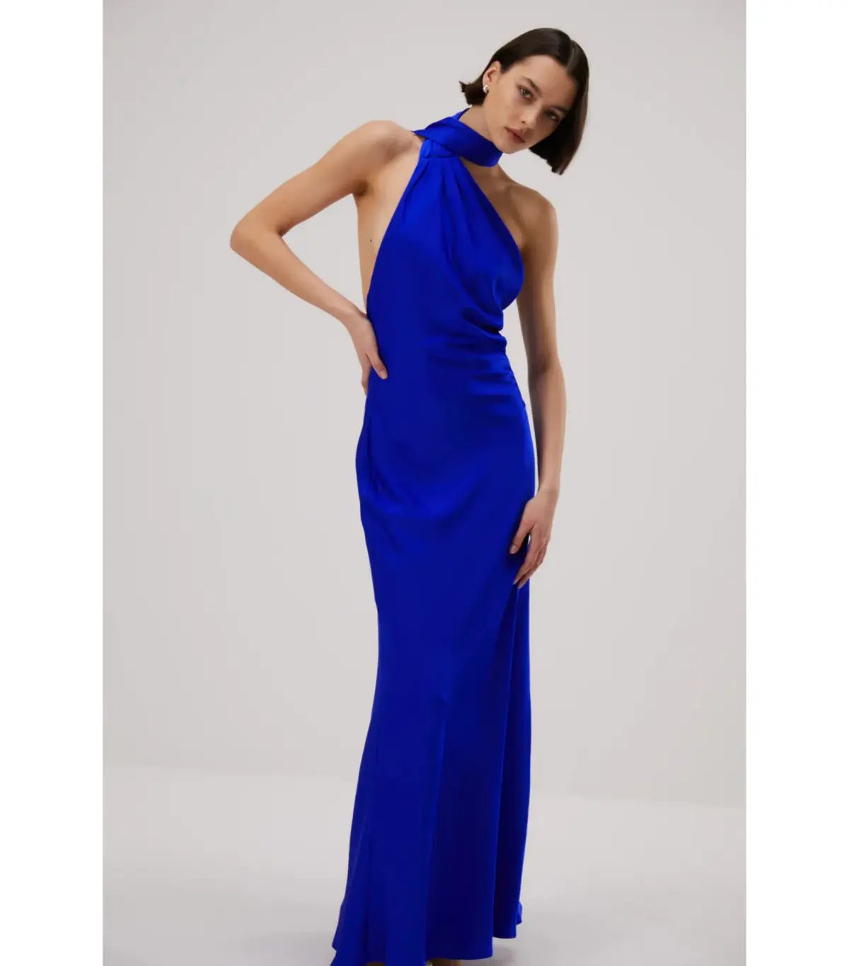 Misha Alastair Satin Gown in Electric Blue Size 8/S photo 2
