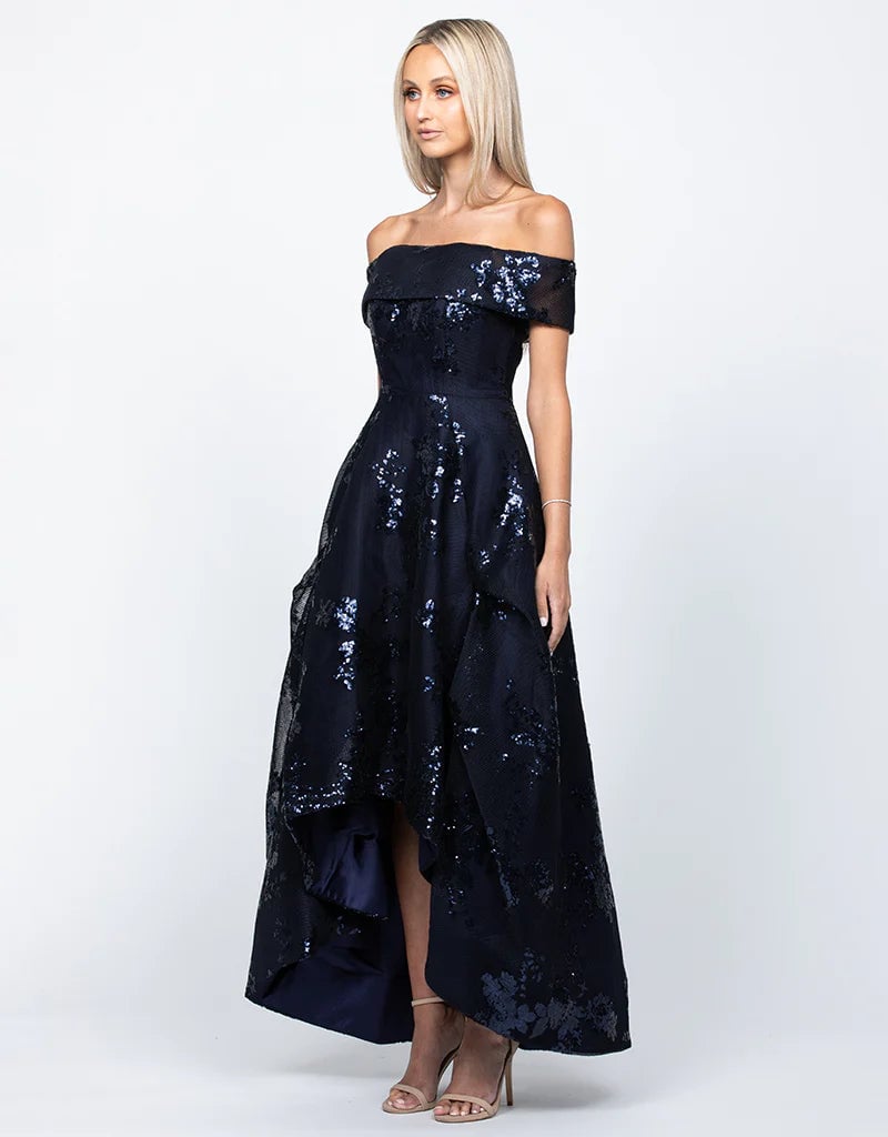 Bariano Jesse Off Shoulder Mesh Ballgown photo 2