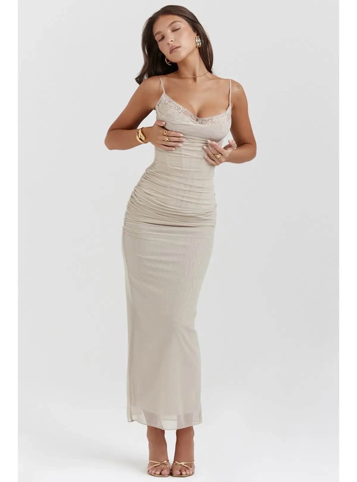 House of CB Nalini Maxi Dress in Sand Size AU 6 photo 3