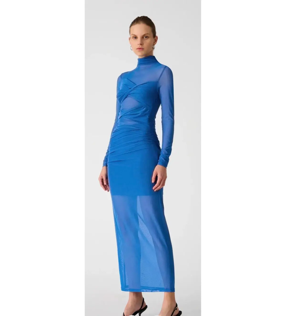 Misha Madigral Mesh Midi Dress Azure Blue Size 10 photo 2