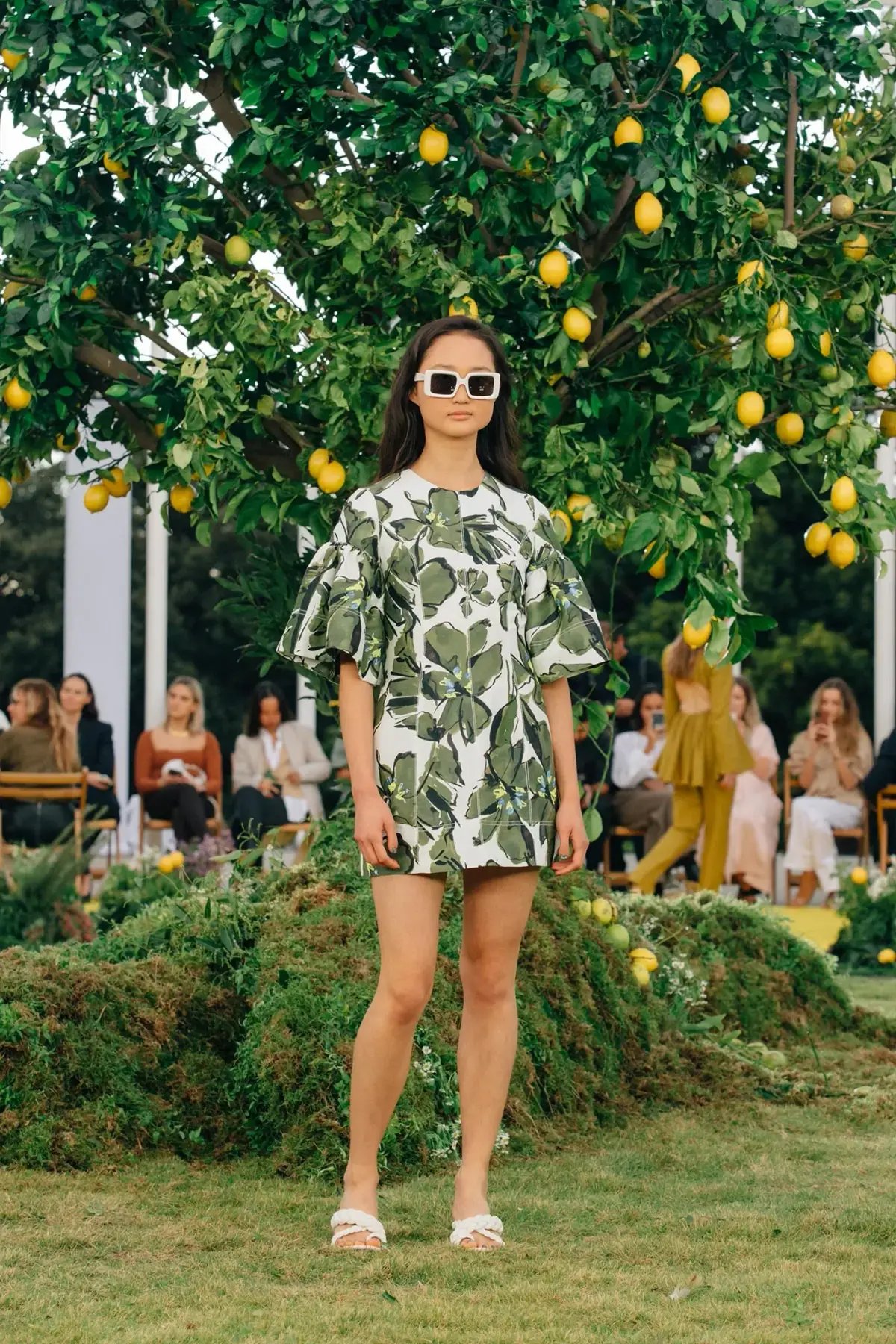 Aje Oasis Olive Leaf Cut Out Mini Dress Floral Size 4 photo 5