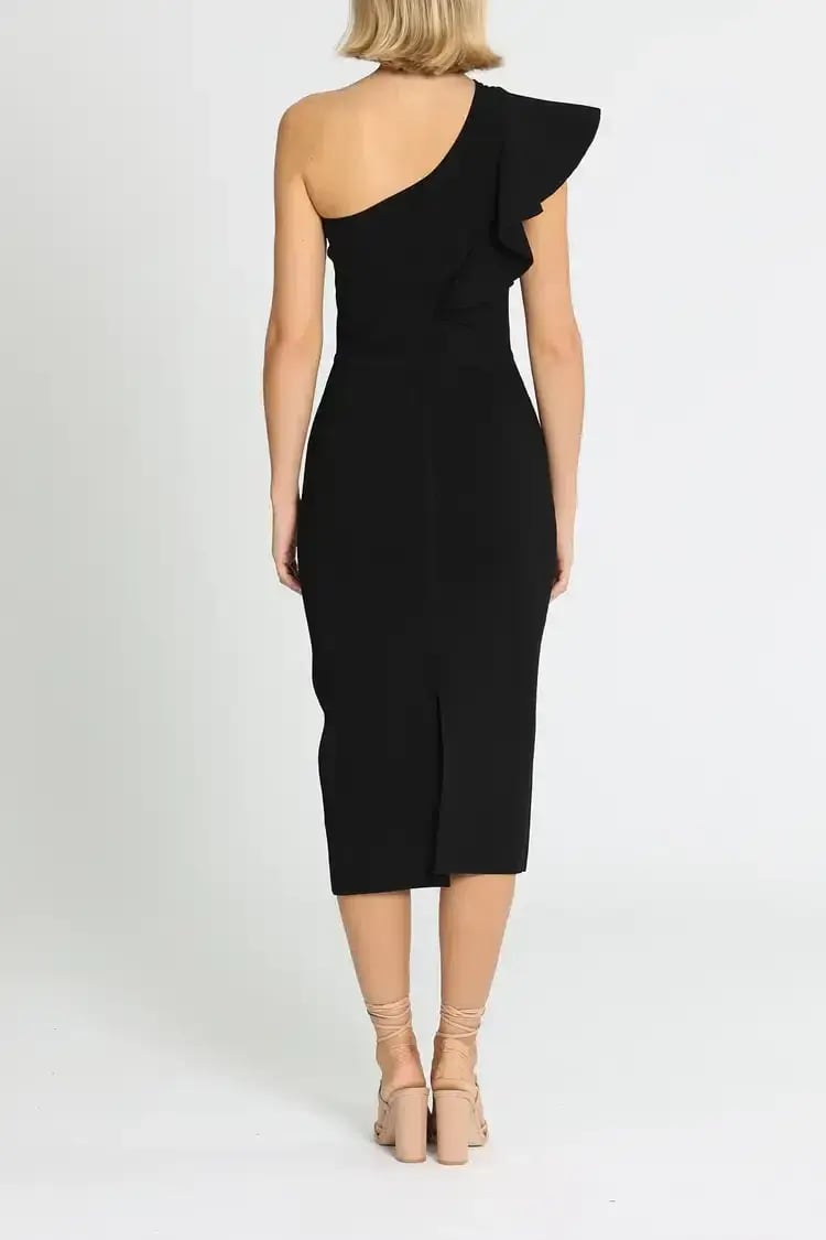 Ginger and Smart Anchor One Shoulder Dress in Black Size 6 photo 3