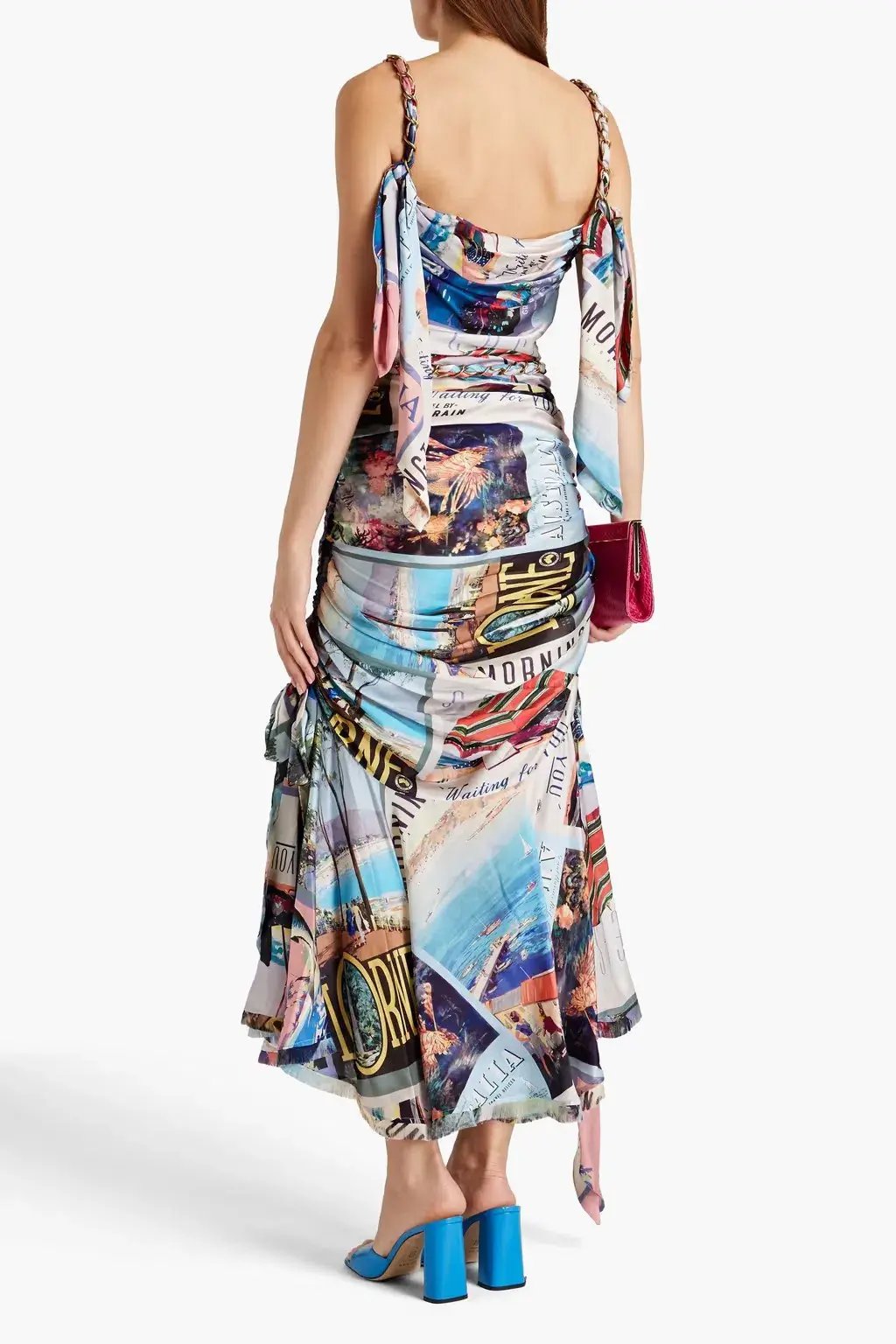 Zimmermann Postcard Chain Tie Midi Dress Print Size 0/AU 8 photo 2