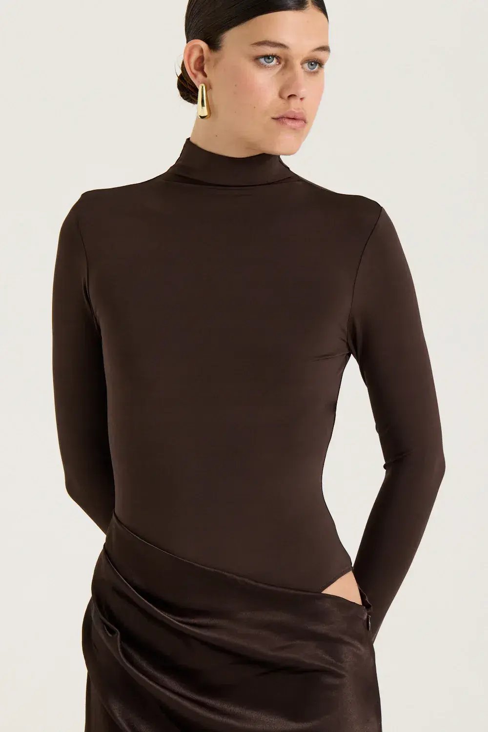 HENNE Soraia Long Sleeve Dress Chocolate Brown Size S / AU 8 photo 6
