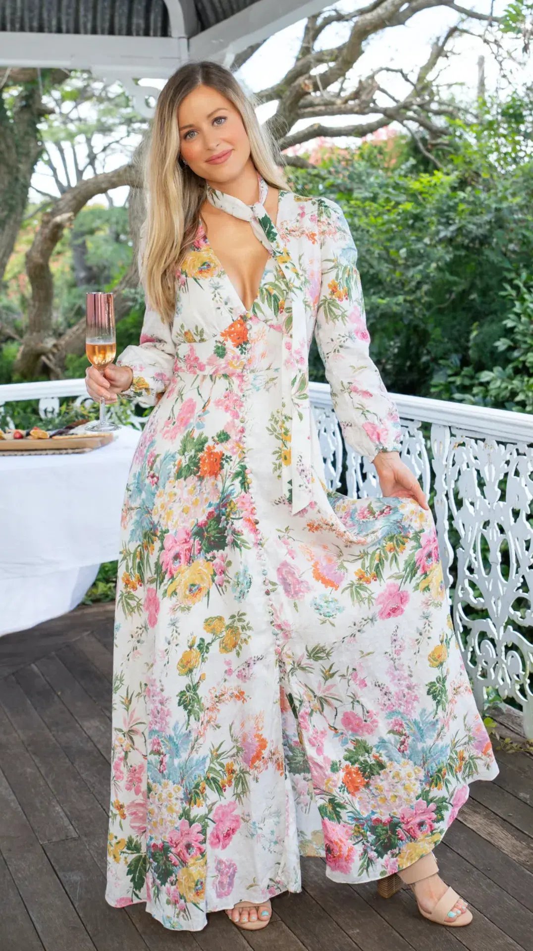 Zimmermann Heathers Plunge Long Maxi Dress Garden Floral Size 2 / AU 12 photo 3