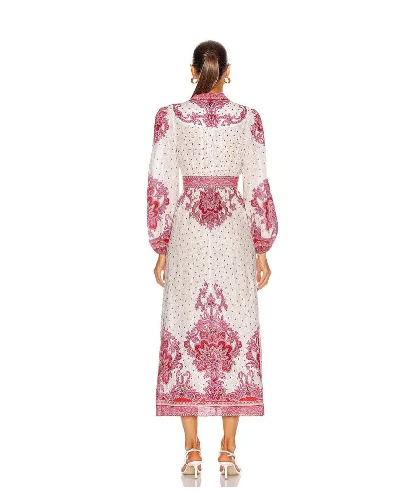 Zimmermann Bells Paisley Long Dress Red Paisley Size 1 / Au 10 photo 3