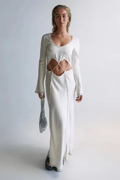 Bec & Bridge Naomi Long Sleeve Maxi Dress Ecru Size 8 photo 4
