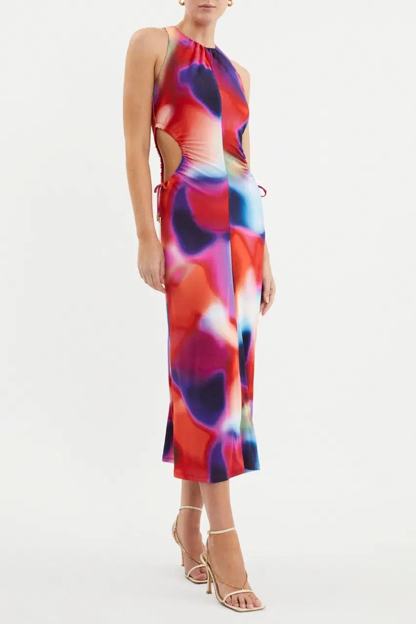 Rebecca Vallance Del Prado Cut Out Midi Dress Multi Size 10 photo 2