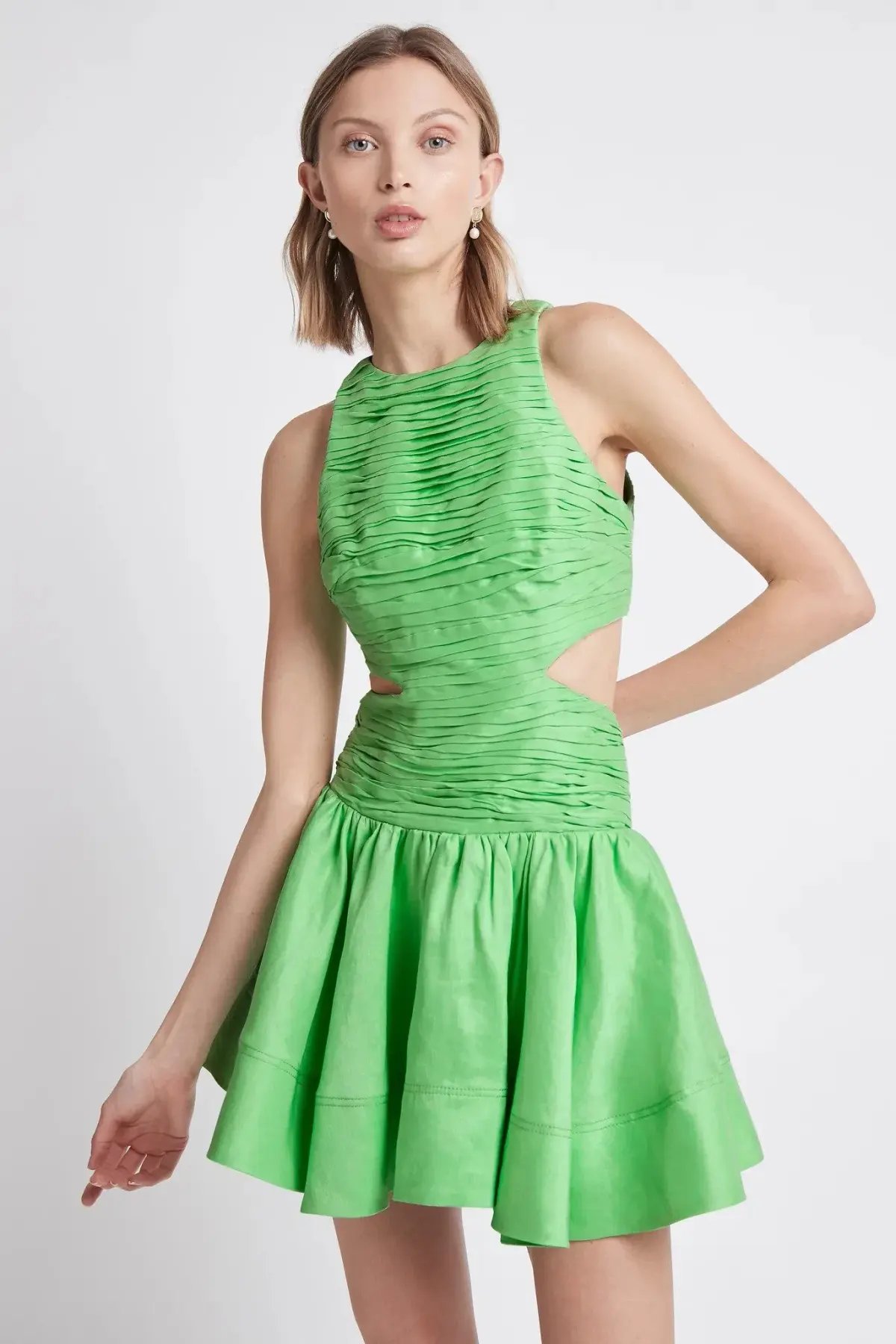 Aje Introspect Cut Out Mini Dress Green Size 14 photo 2