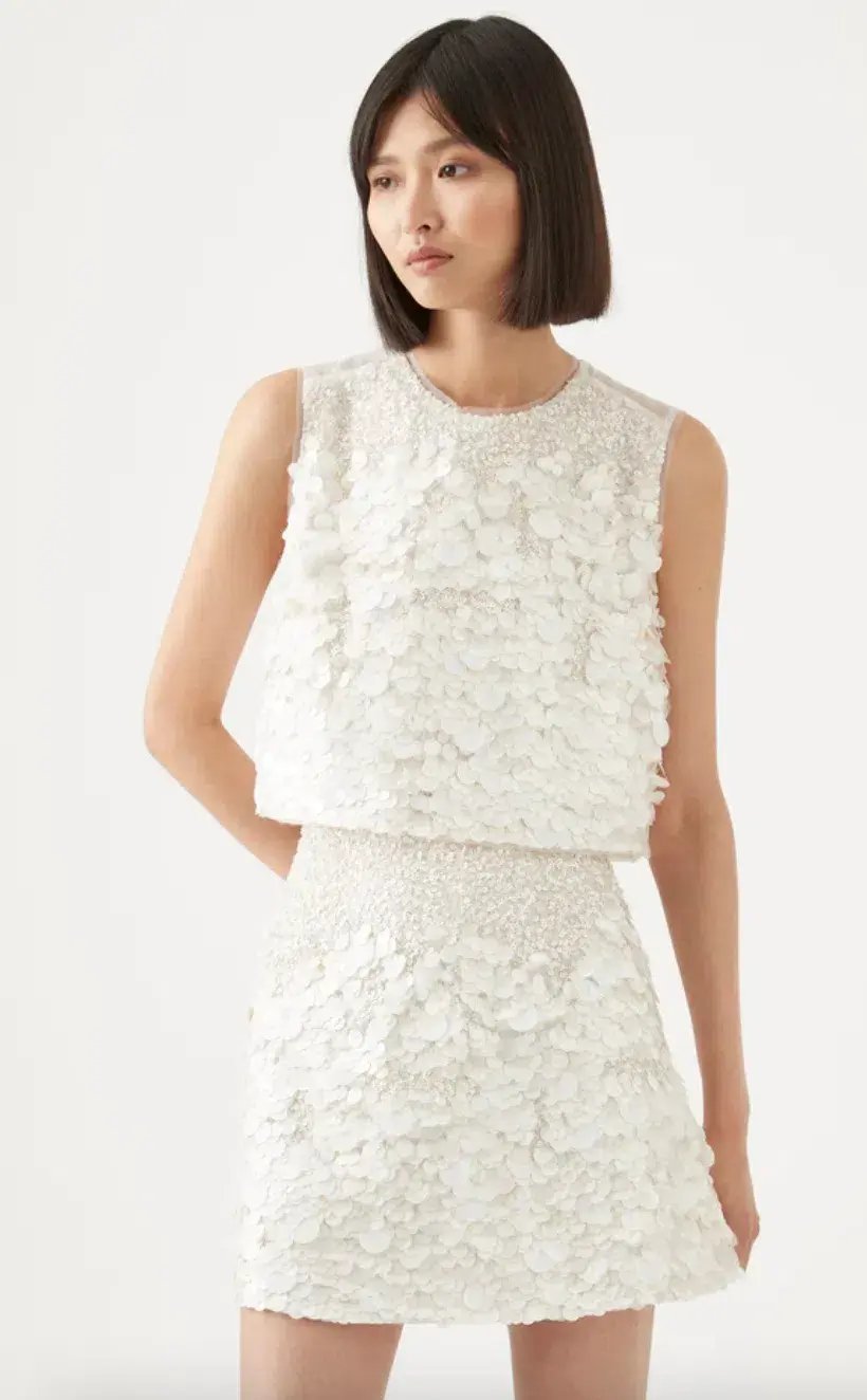 Aje Celeste Sequin Shell Top Ivory Size 6 / XS photo 2