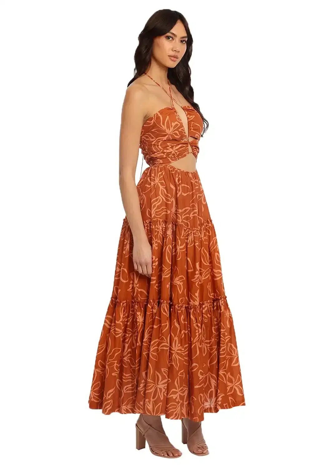 Bec & Bridge Aurora Maxi Dress Brown Print Size 10 photo 2