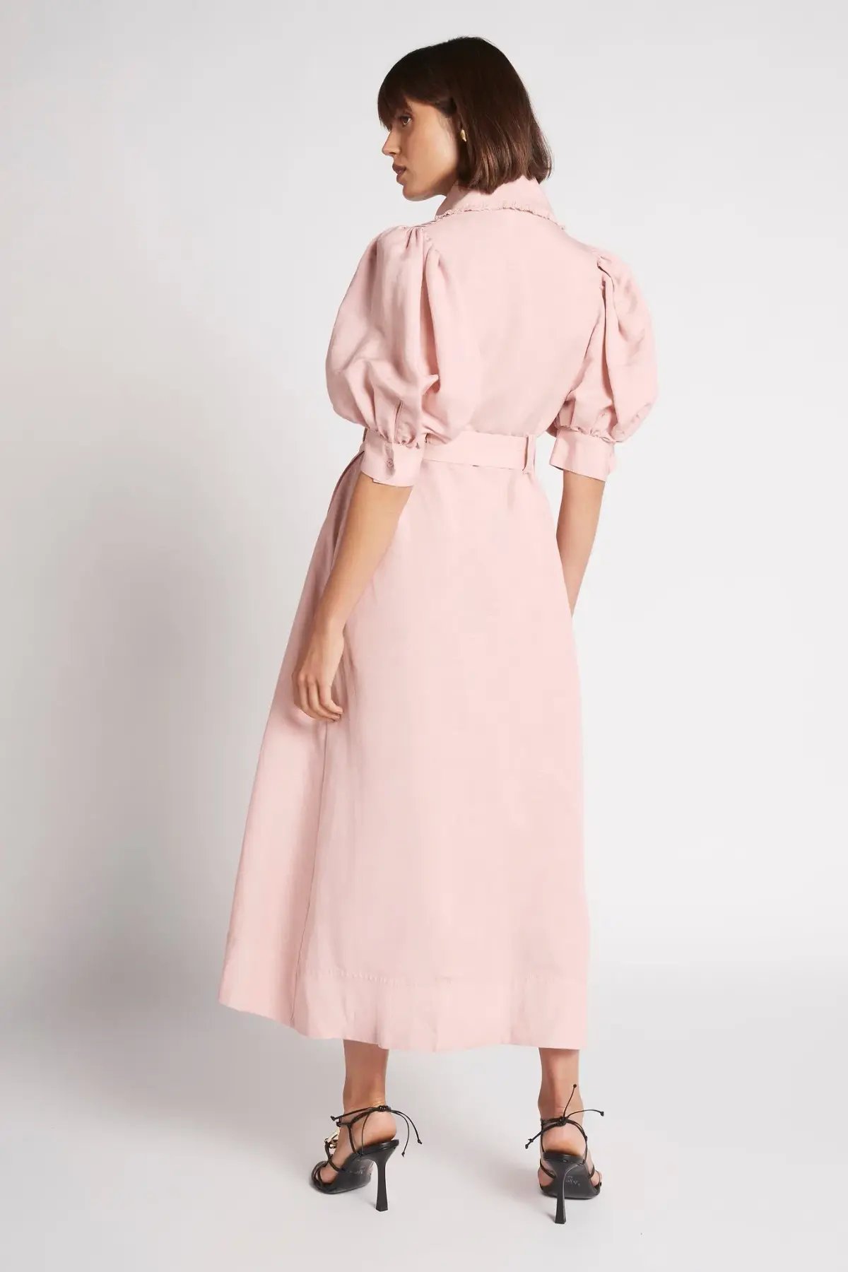 Aje Madeleine Belted Midi Dress Dusty Pink Size 16 photo 2