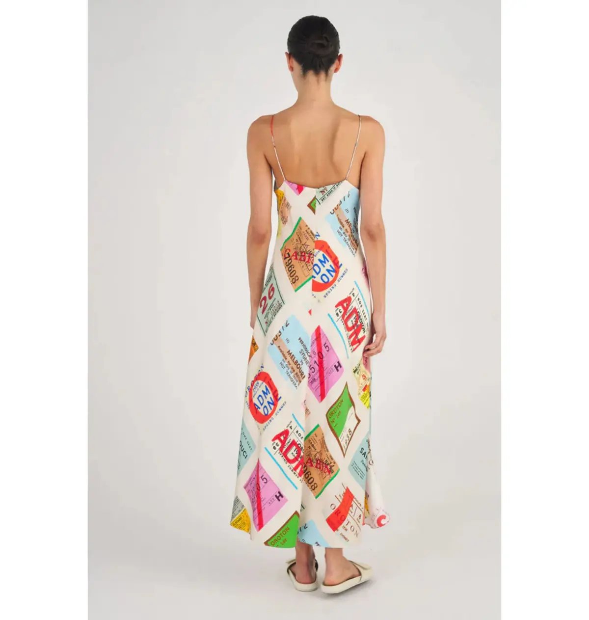 Oroton Ticket Print Slip Maxi Dress  Multi Size AU 14 photo 4