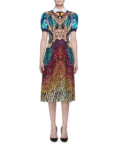 Mary Katrantzou Osprey Silk Dress Feather Print Size 6 photo 2